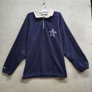 VINTAGE Dallas Cowboys Men Sweatshirt Large Blue 1/4 Zip Logo Fleece Embroidered